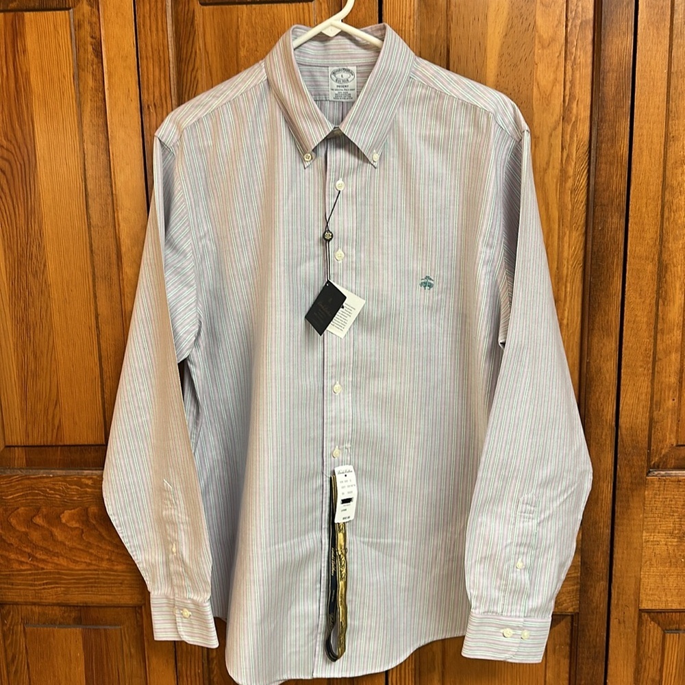 Brooks Brothers Striped Regent Supima Cotton Button-down Dress Shirt NWT L